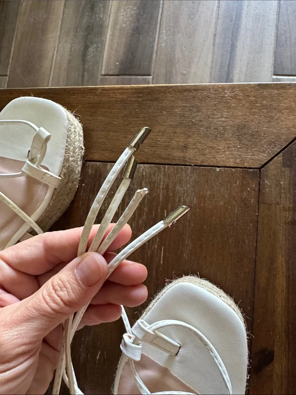 Fashion Nova White Lace-Up Espadrille Platform Sandals